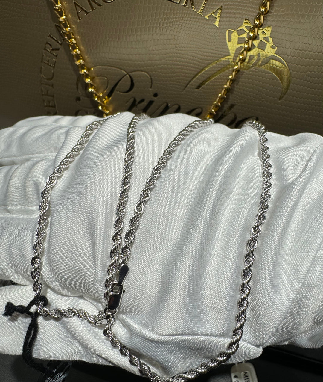 Collana fune oro bianco terza misura