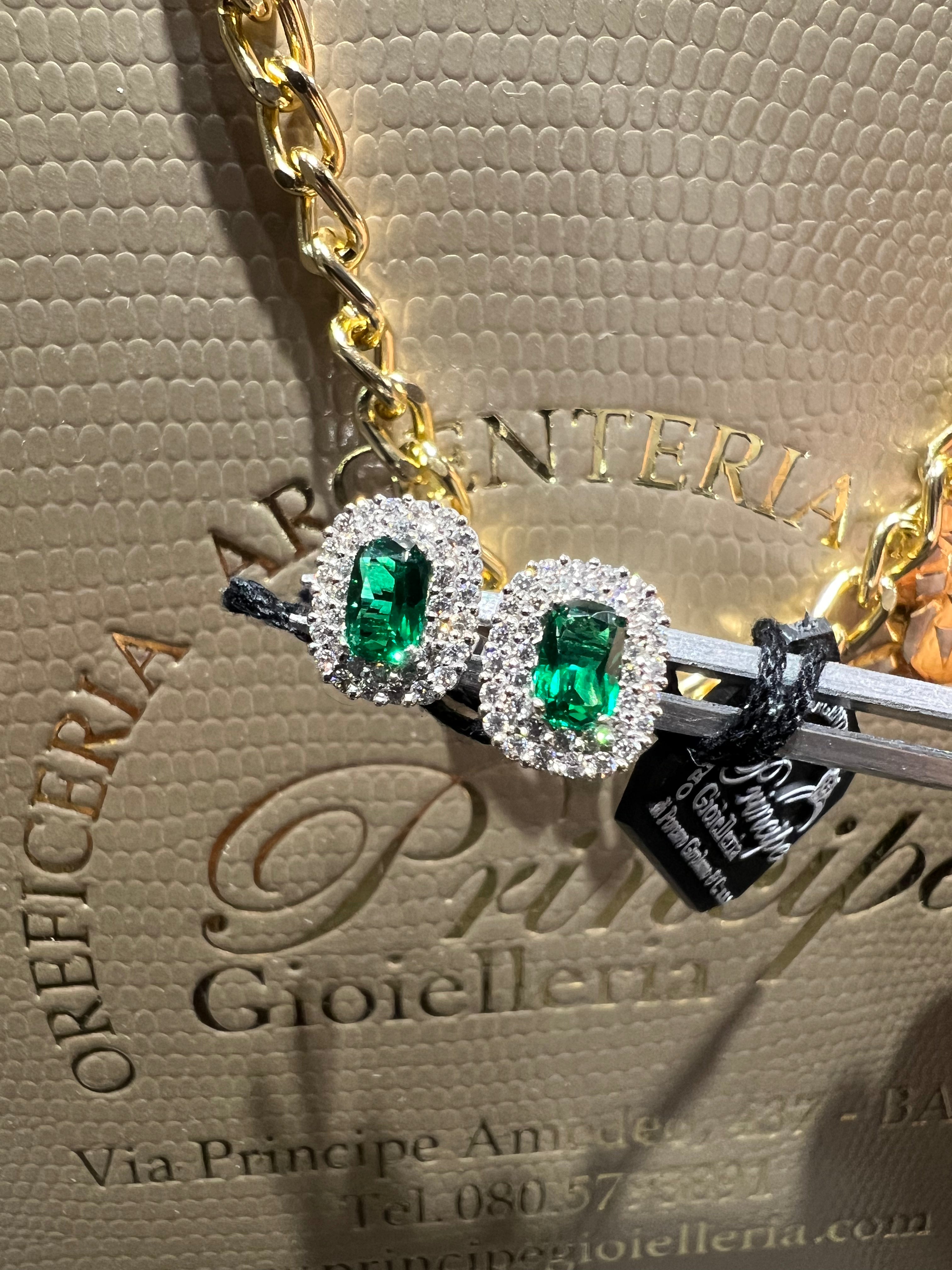 Vogem Orecchini A Cerchio Doppio Donna, Verde Oliva Con Zirconi Cubici, Placcati Oro 18K, Ipoallergenici, Misura 1.2 Cm - 3