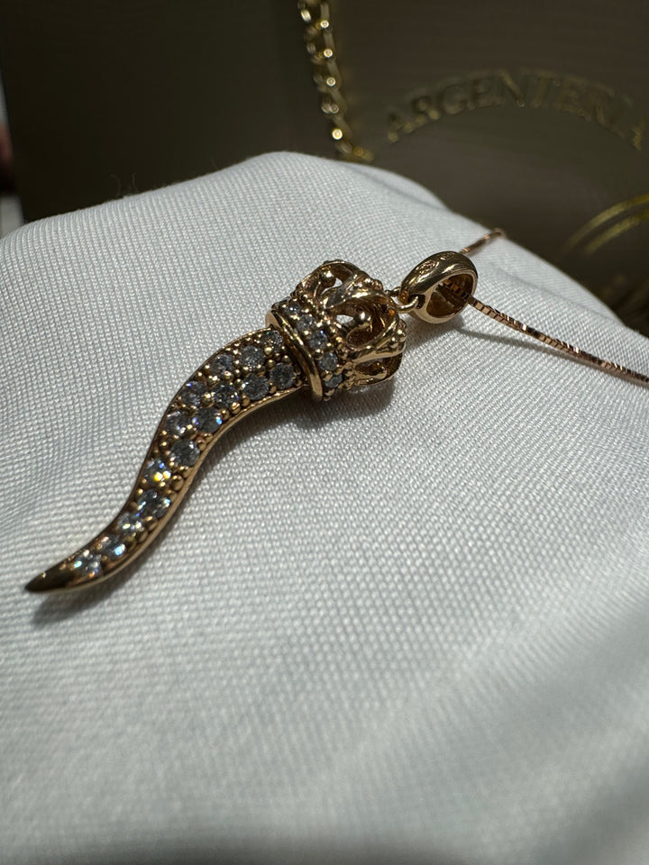 Collana corno oro rosa