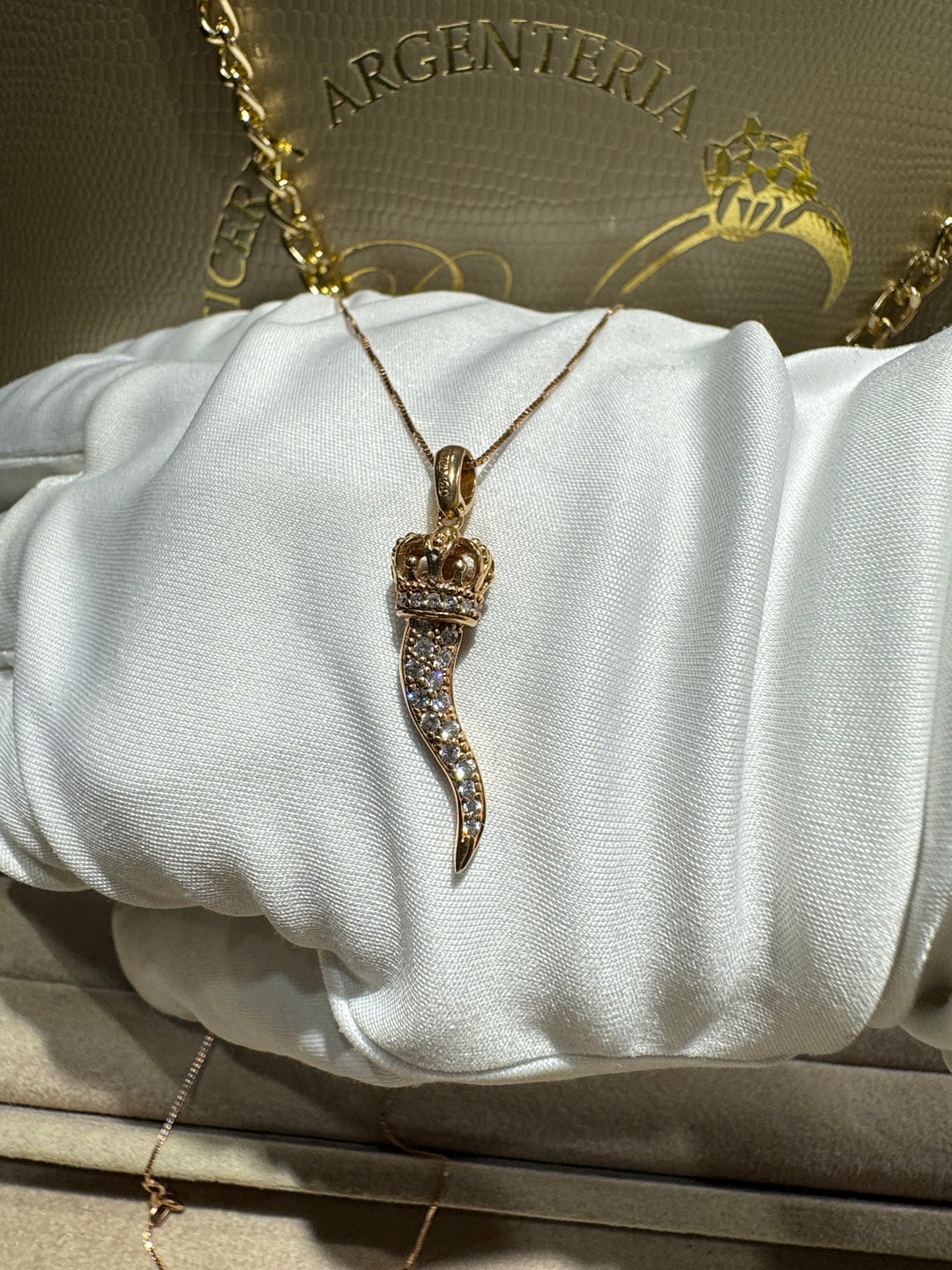 Collana corno oro rosa