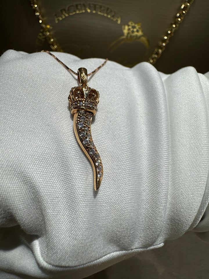 Collana corno oro rosa