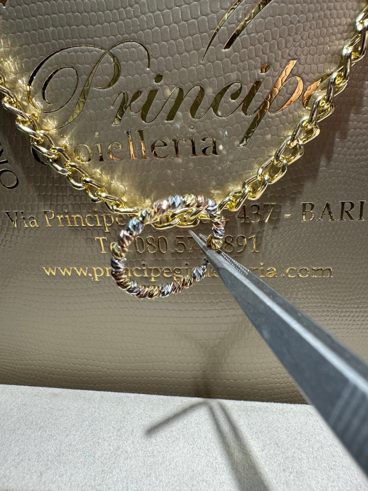 Anello tre colori diamantato