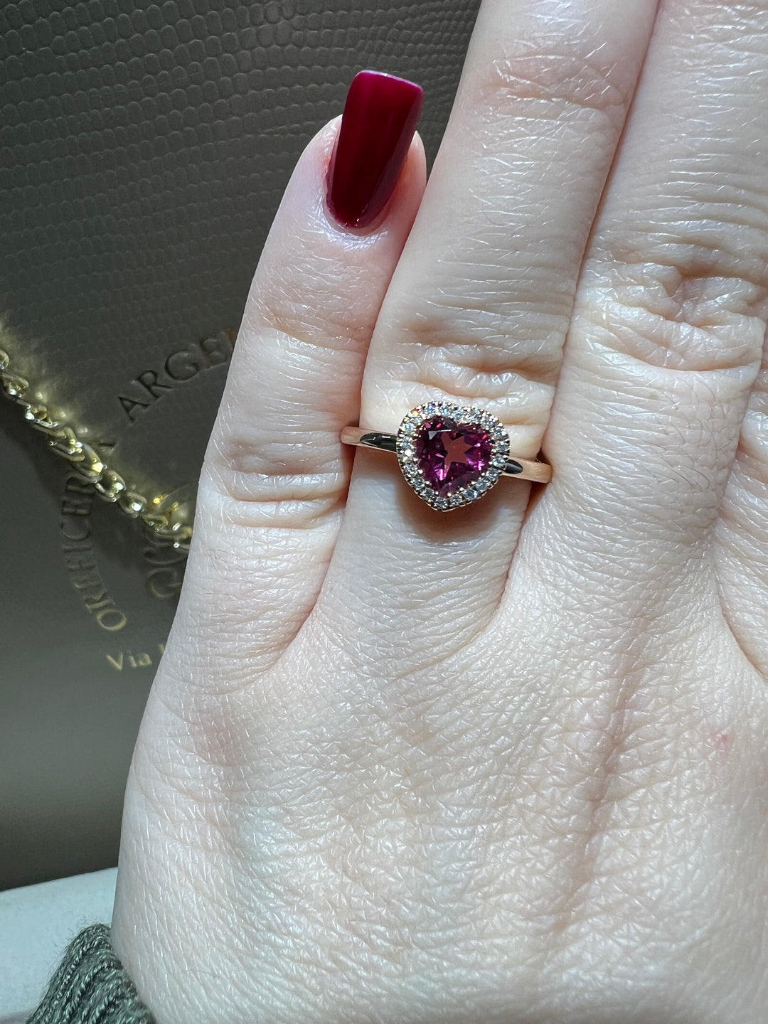 Anello topazio rosa cuore comete