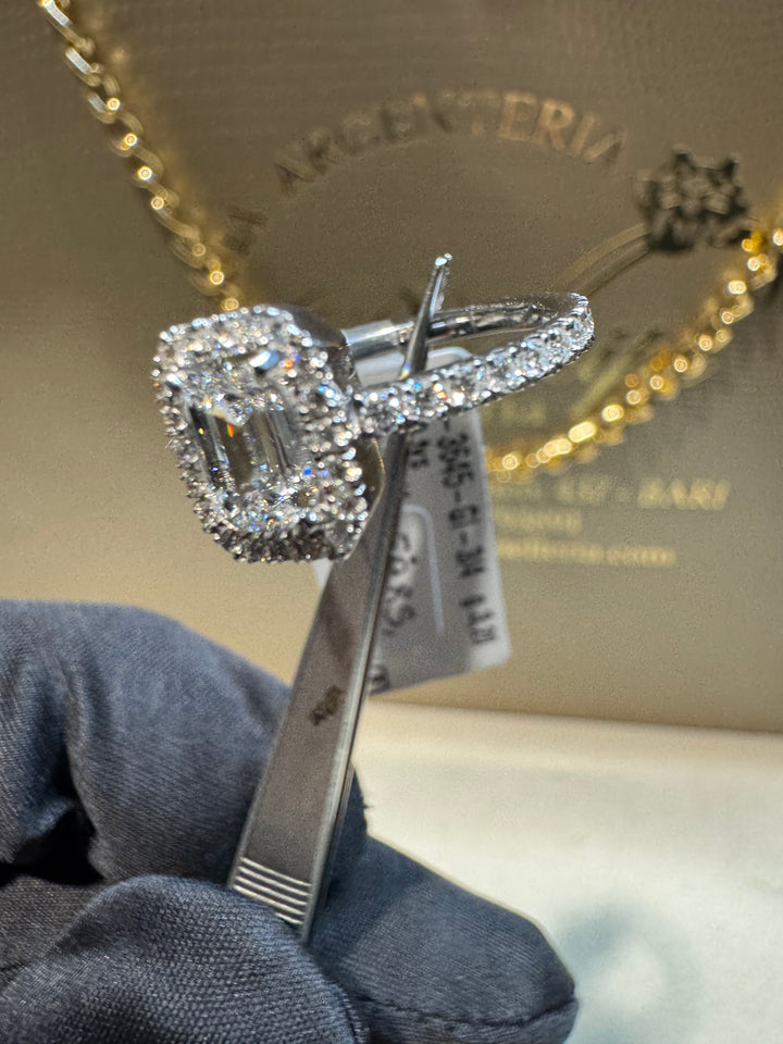 Anello solitario taglio smeraldo Crivelli