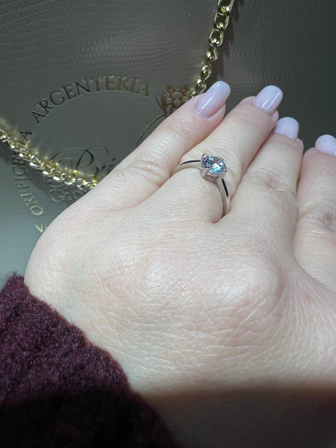 Anello solitario argento Ambrosia