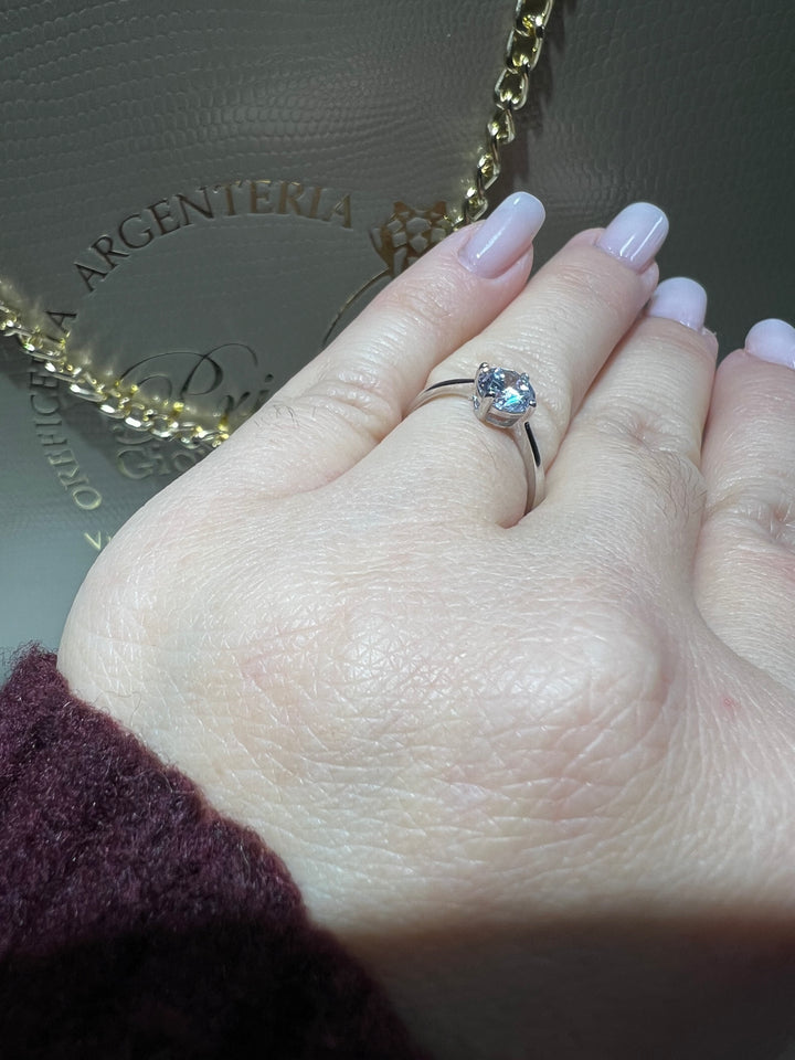 Anello solitario argento Ambrosia