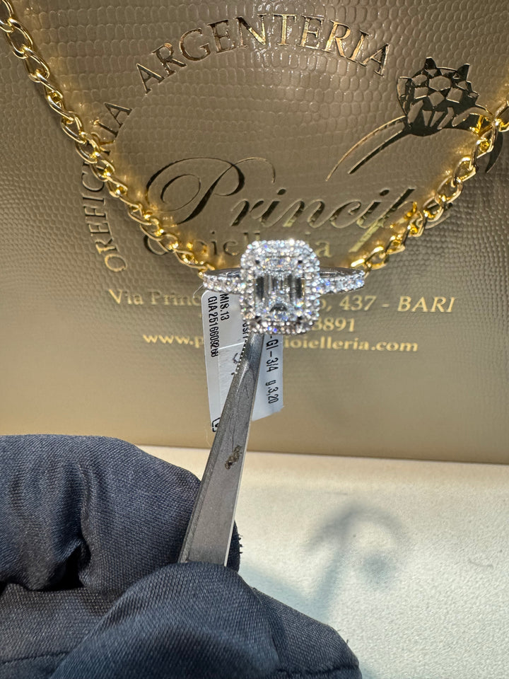 Anello solitario taglio smeraldo Crivelli