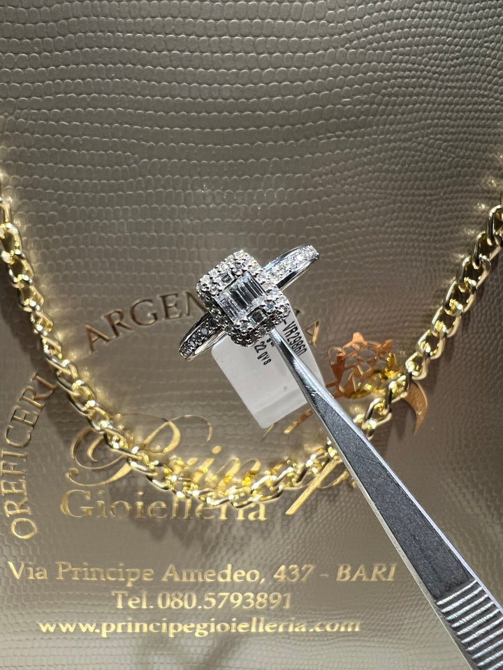 Anello solitario baguette Crivelli