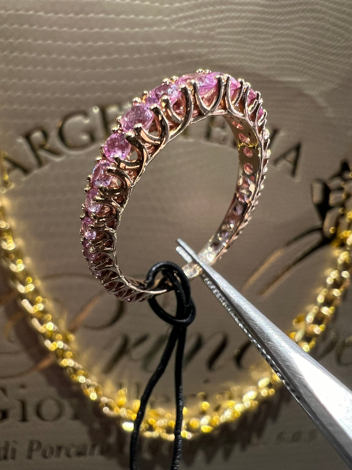 Anello Veretta degradè zaffiri rosa