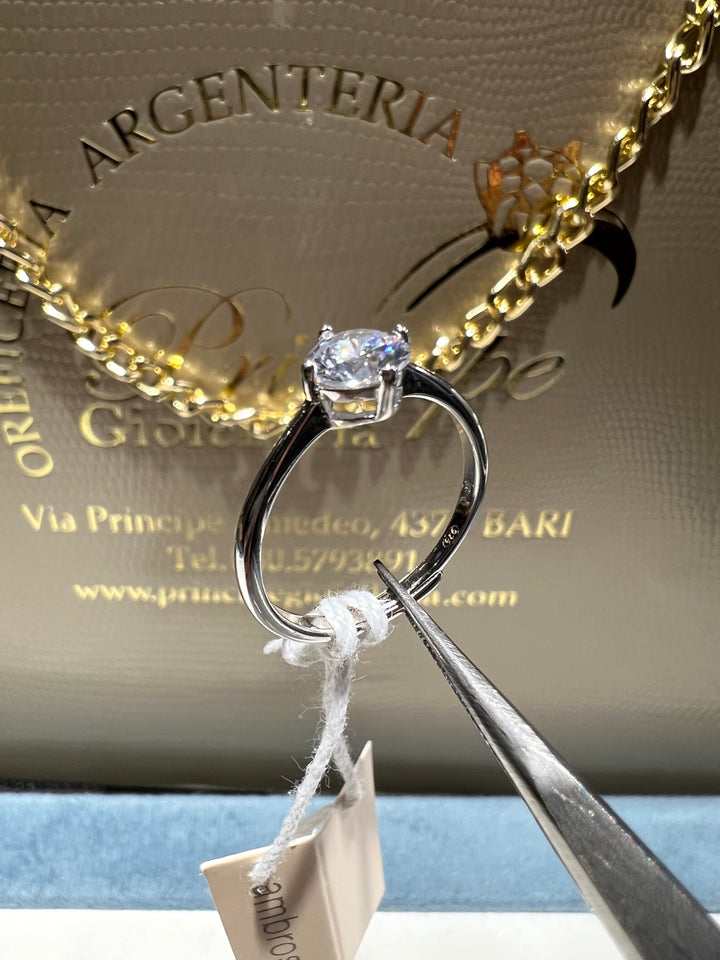 Anello solitario argento Ambrosia