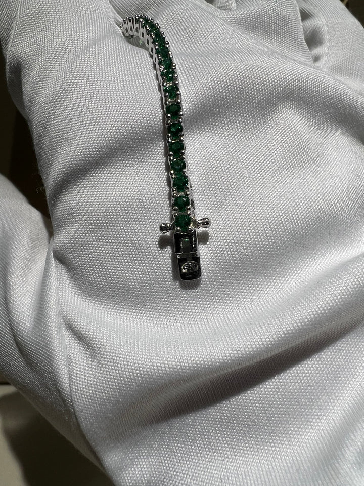 Bracciale Tennis verde argento comete