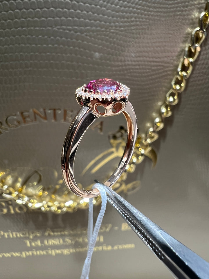 Anello topazio rosa cuore comete