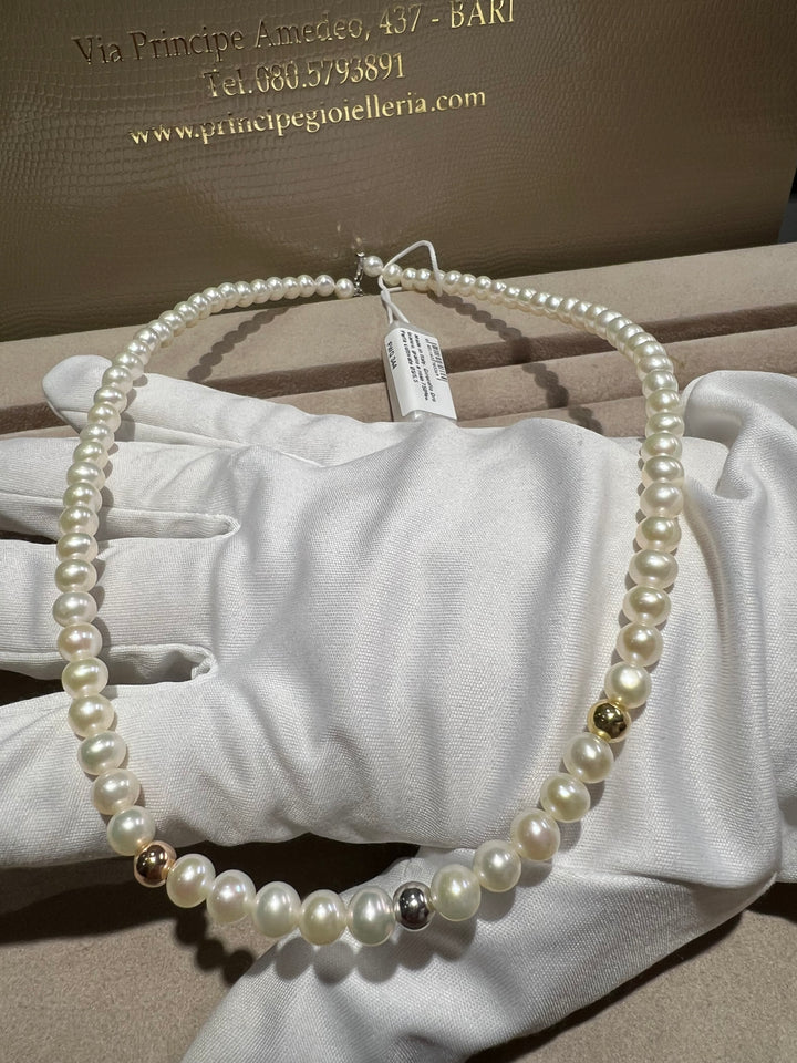 Collana perle ed oro comete