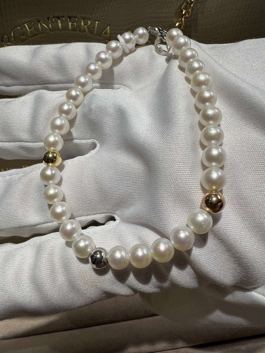 Bracciale perle e oro comete