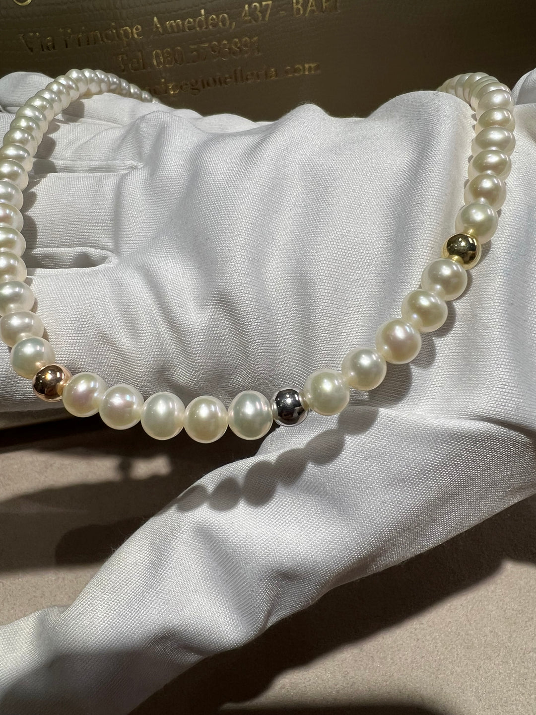 Collana perle ed oro comete