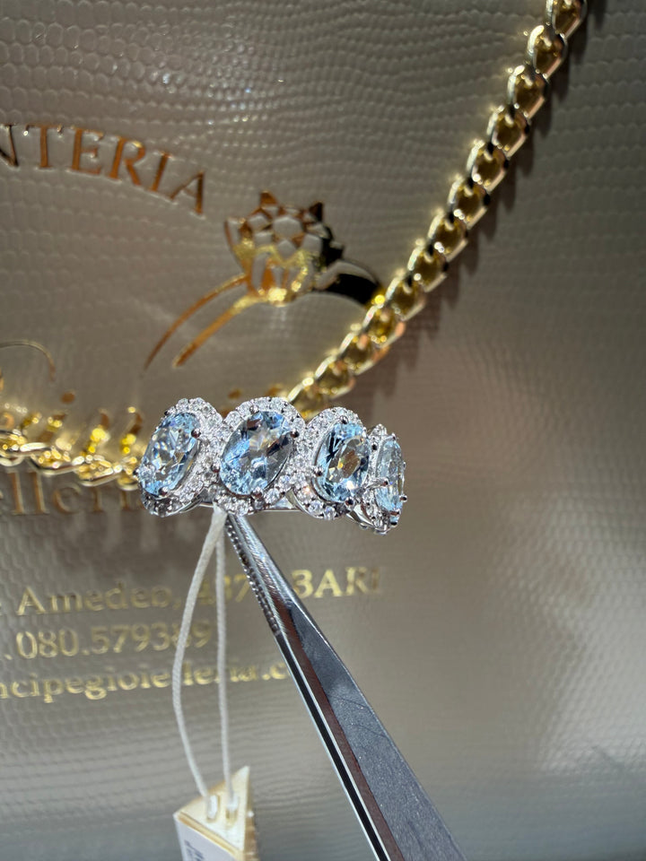 Anello Veretta Acquamarina Comete