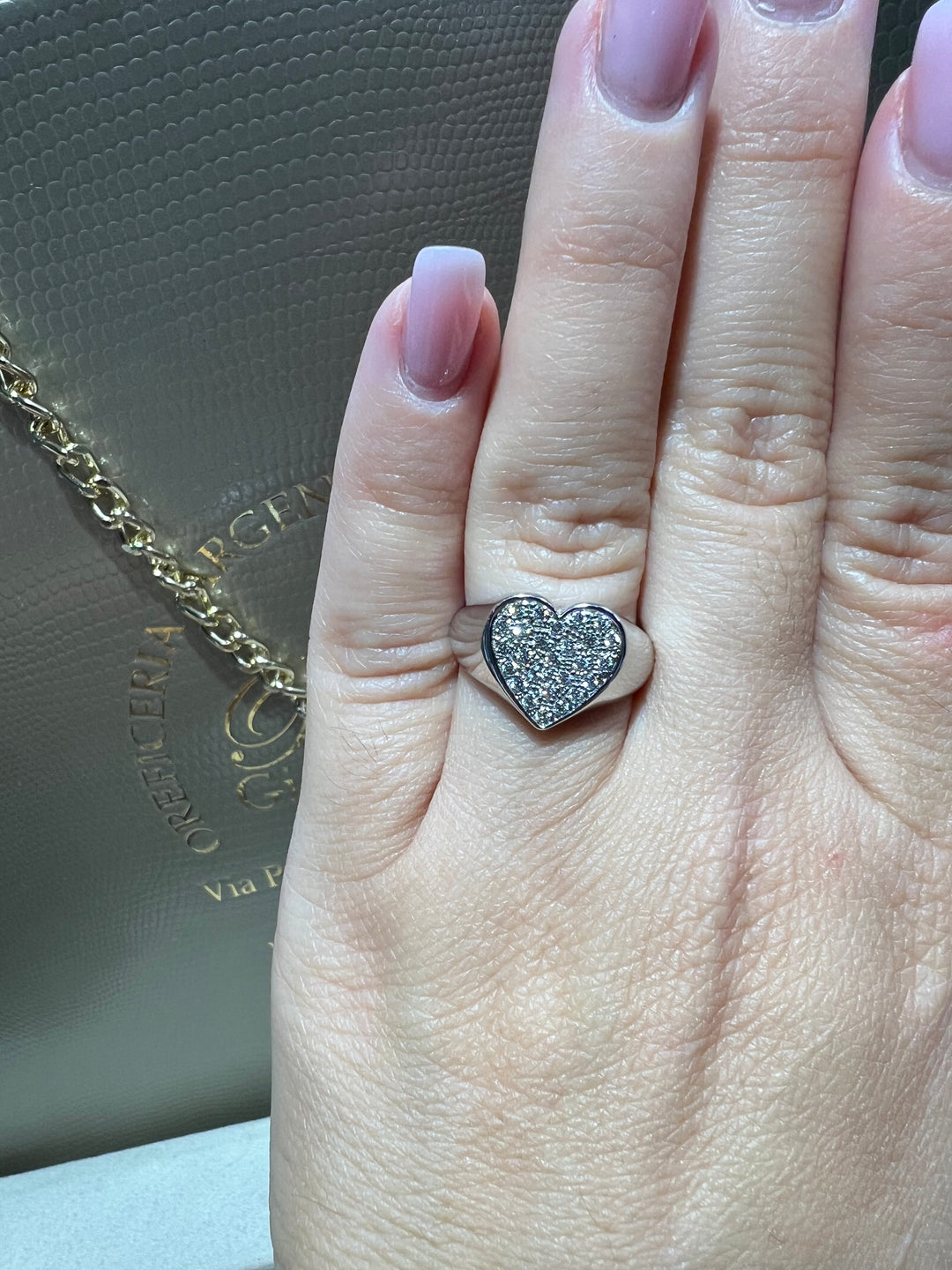 Anello pavè cuori diamanti Visconti