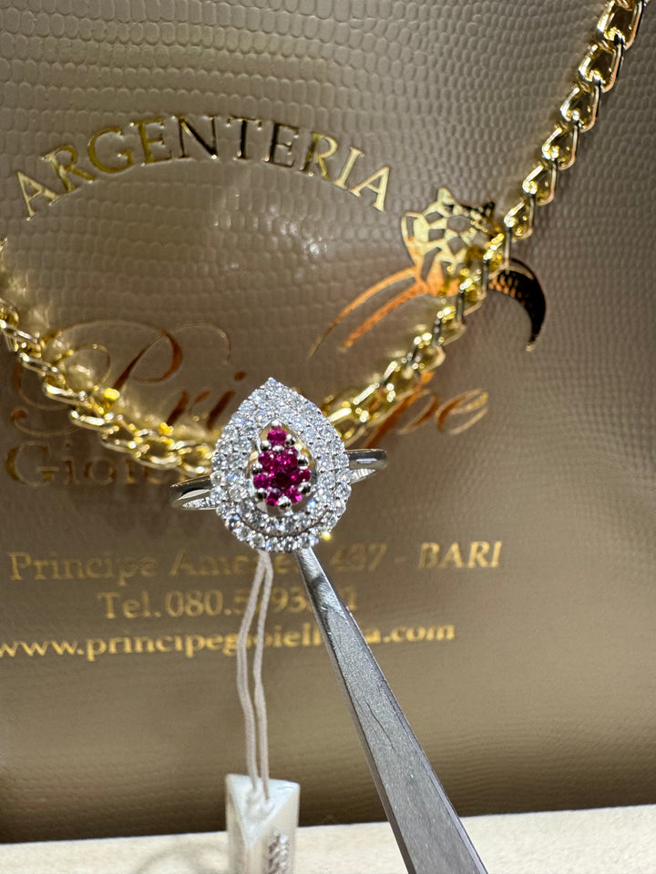 Anello Comete goccia Rubino