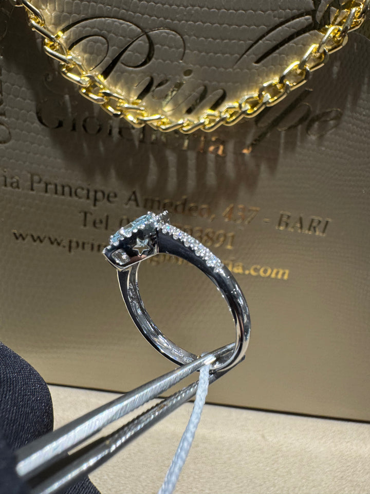 Anello acquamarina taglio cuore Comete gioielli