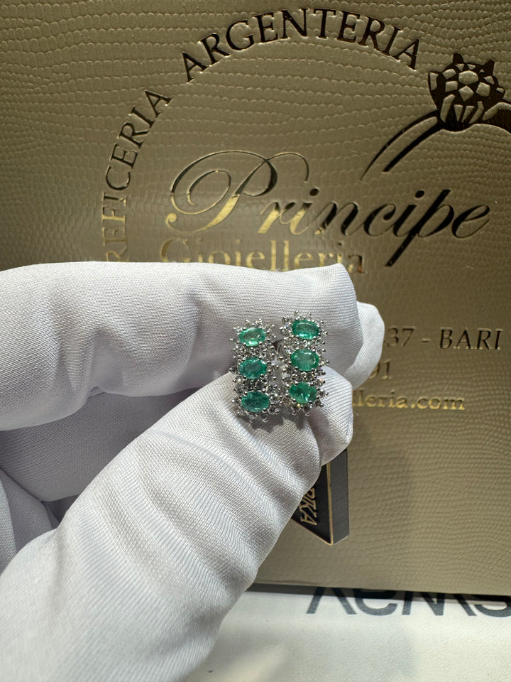 Orecchini trilogy margherita con smeraldi