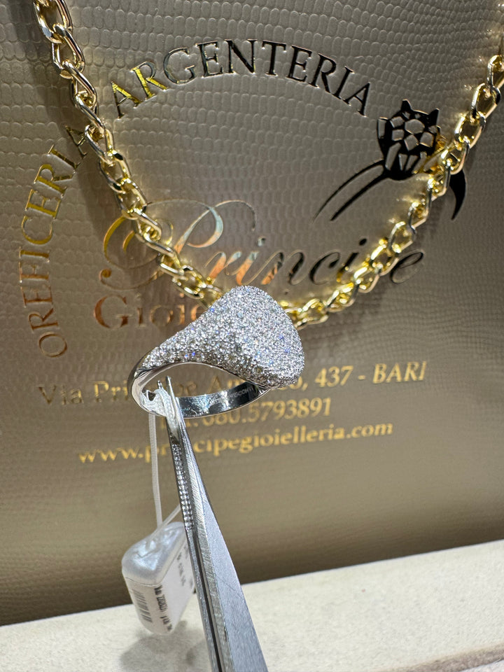 Anello a scudo pavè Visconti