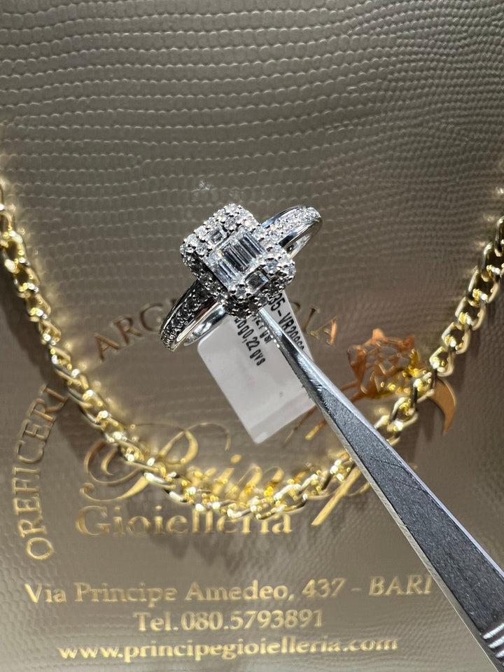 Anello solitario baguette Crivelli
