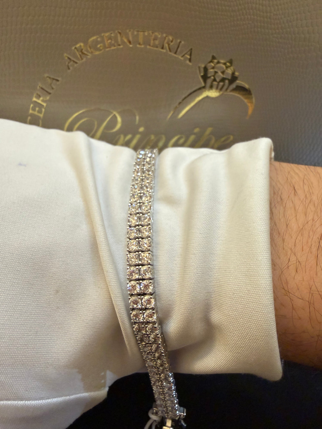 Bracciale argento doppio Tennis Comete