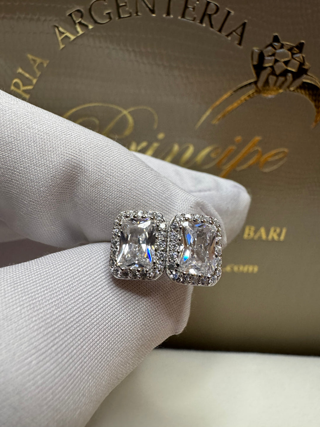 Orecchini argento 925 taglio smeraldo