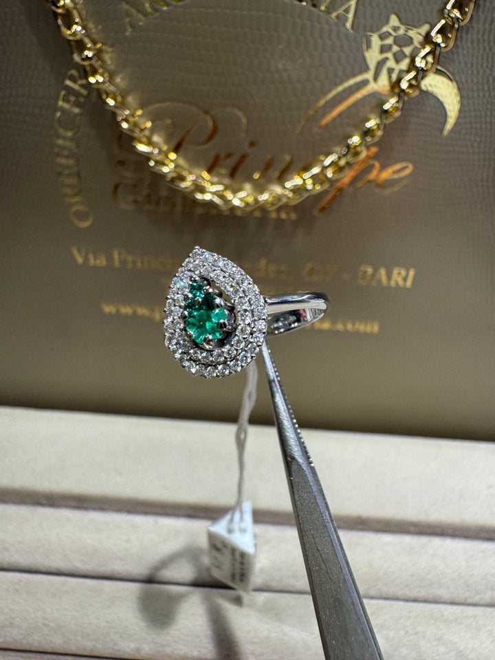 Anello Comete Goccia Smeraldo