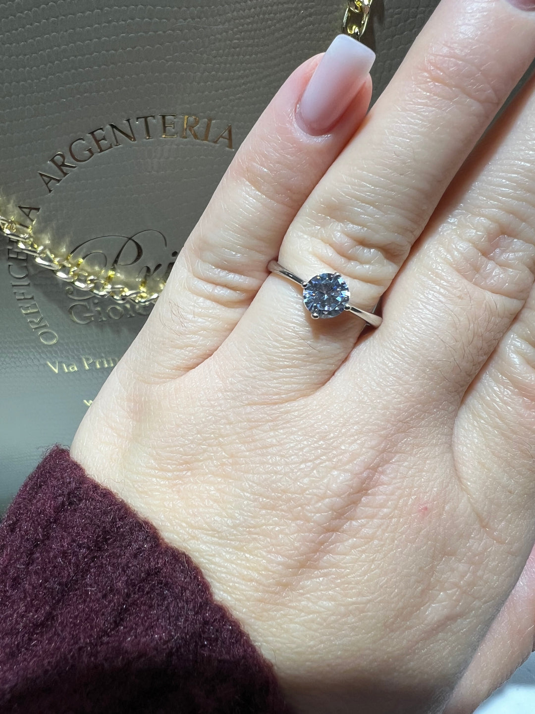 Anello solitario argento Ambrosia