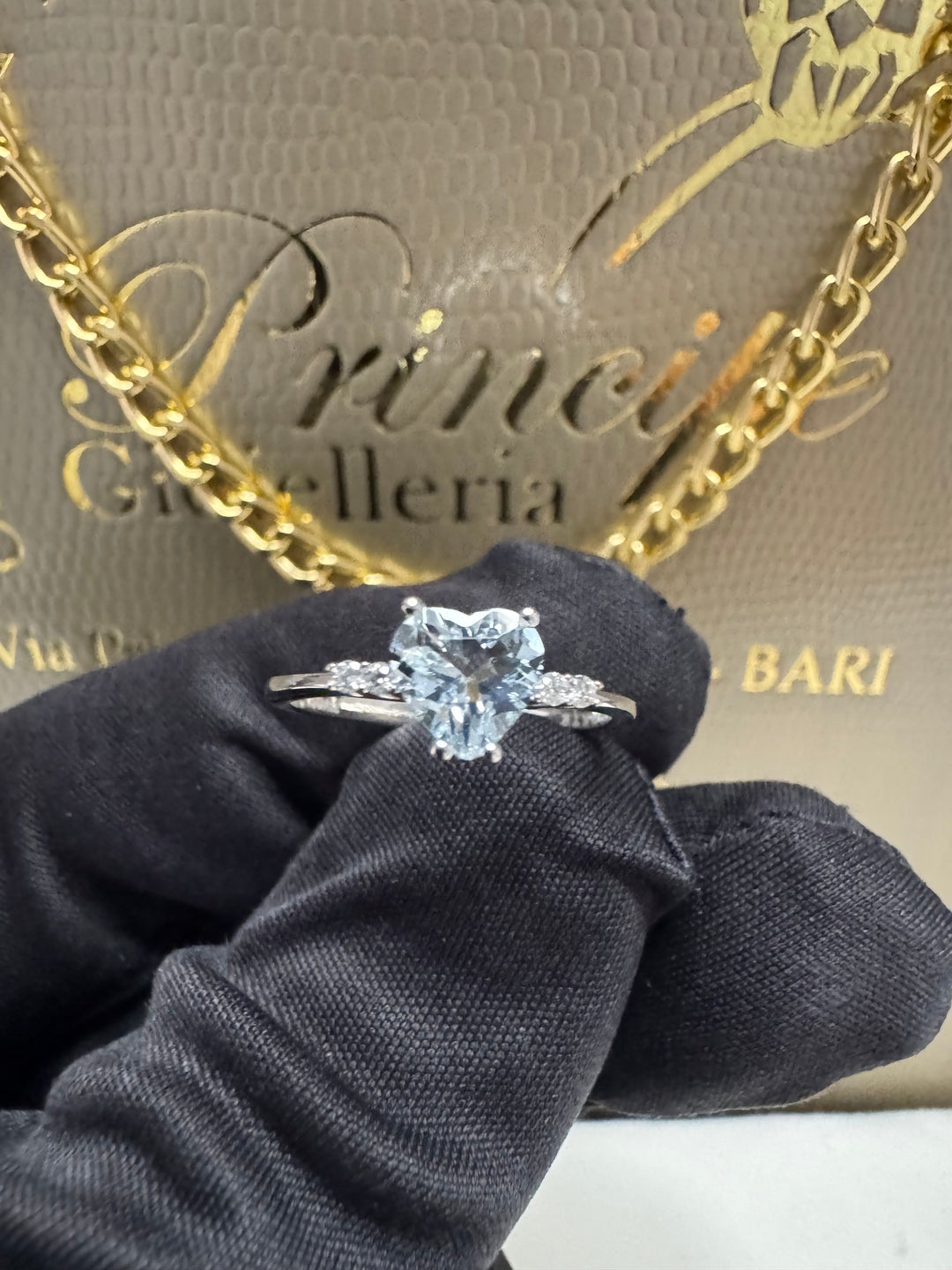 Anello acquamarina cuore Comete 💫