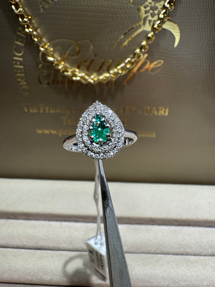 Anello Comete Goccia Smeraldo
