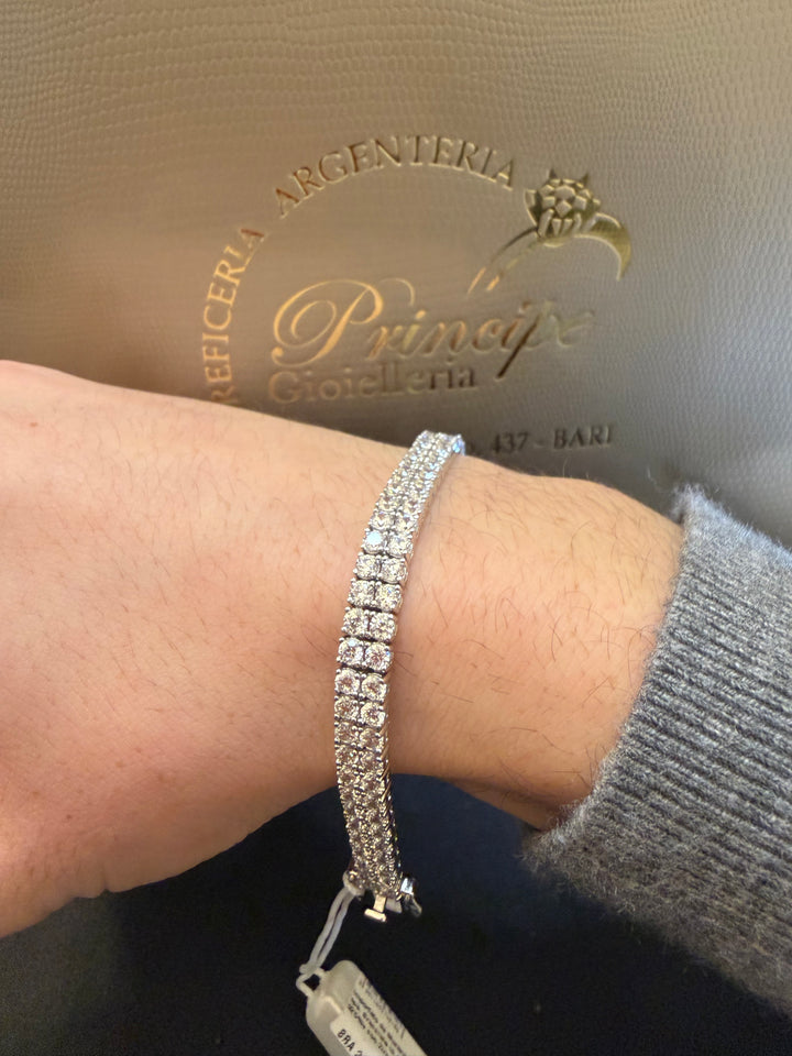 Bracciale argento doppio Tennis Comete