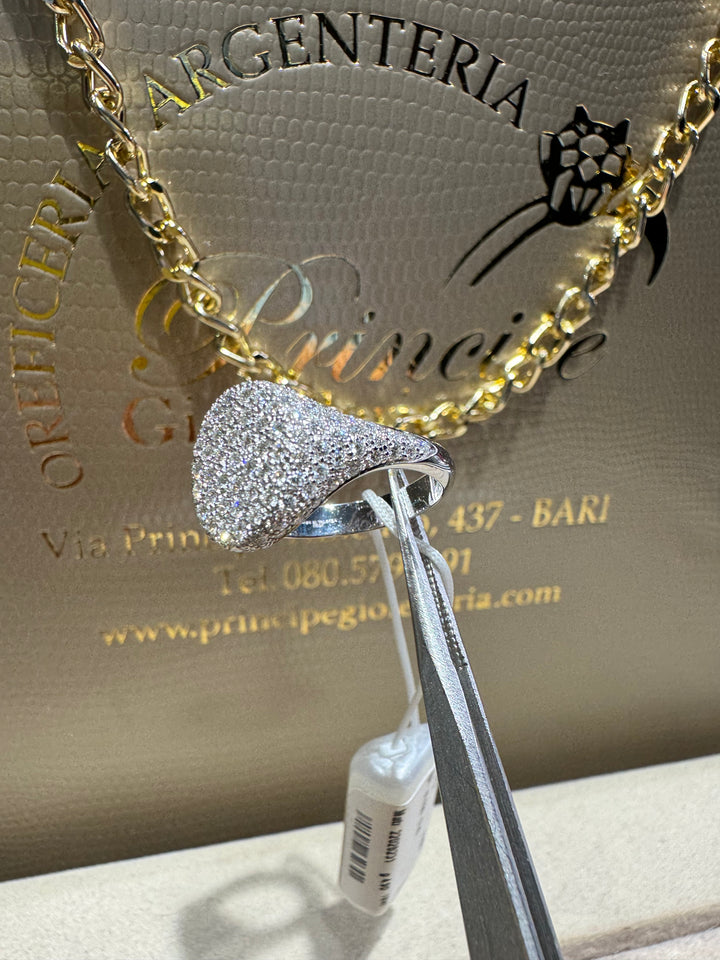 Anello a scudo pavè Visconti