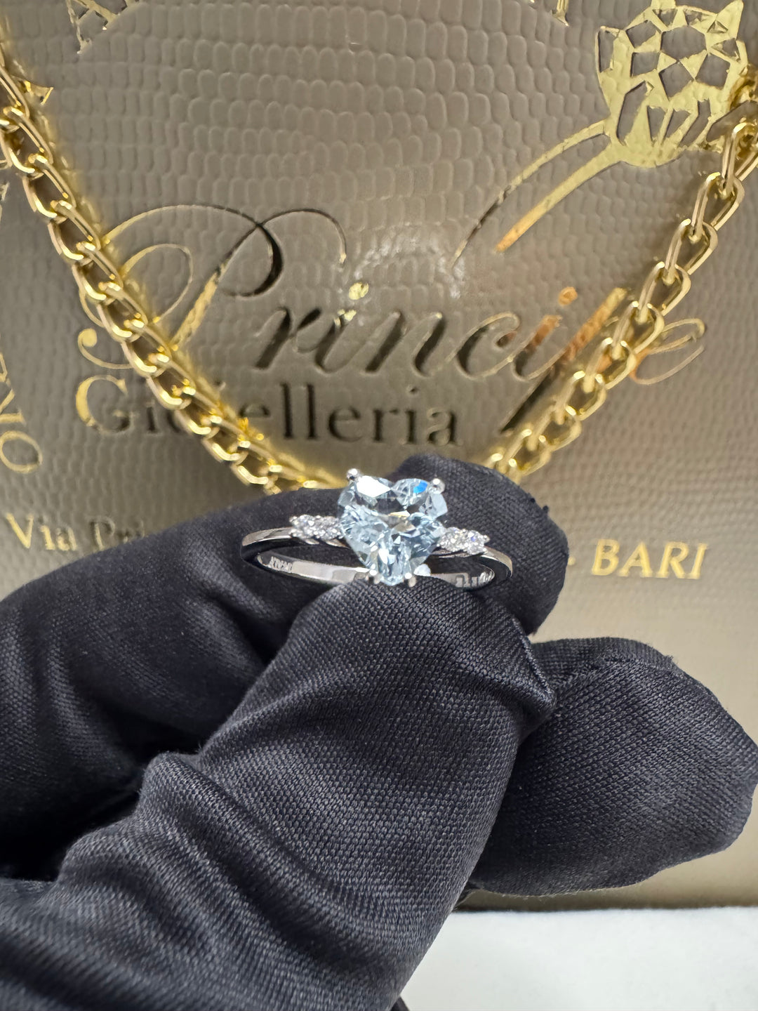 Anello acquamarina cuore Comete 💫