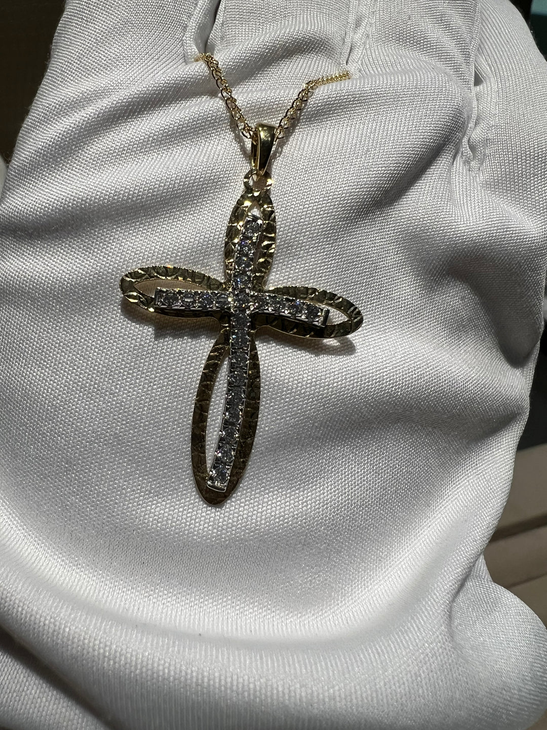 Collana croce con pietre oro