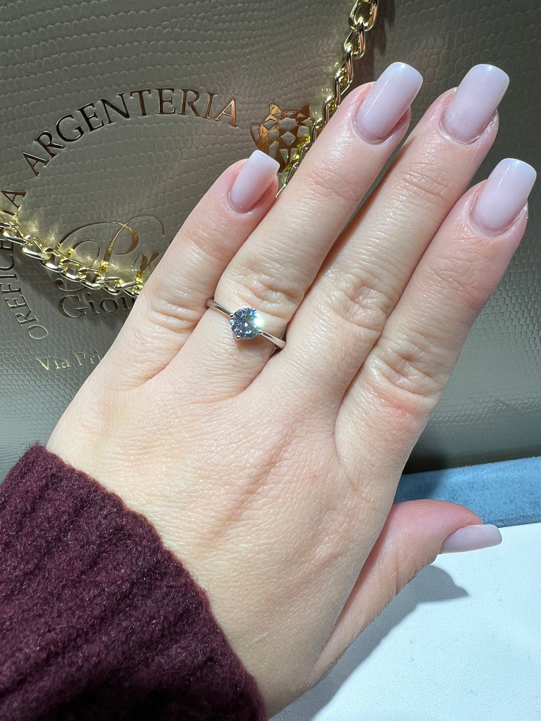 Anello solitario argento Ambrosia