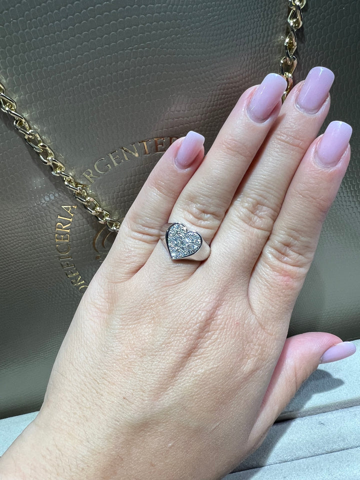 Anello pavè cuori diamanti Visconti