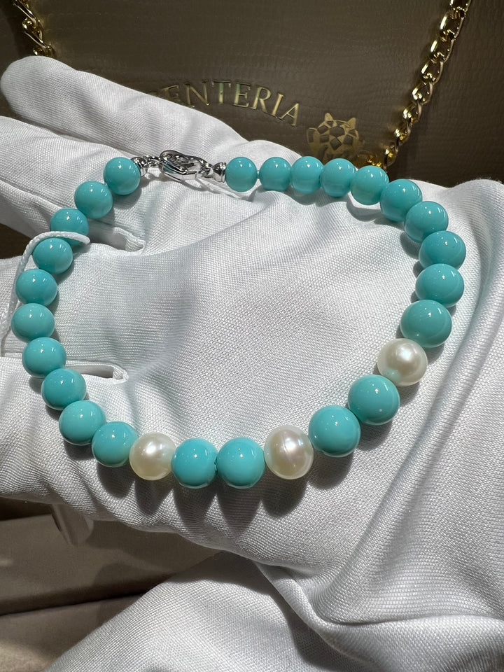 Bracciale perle e pasta di turchese comete