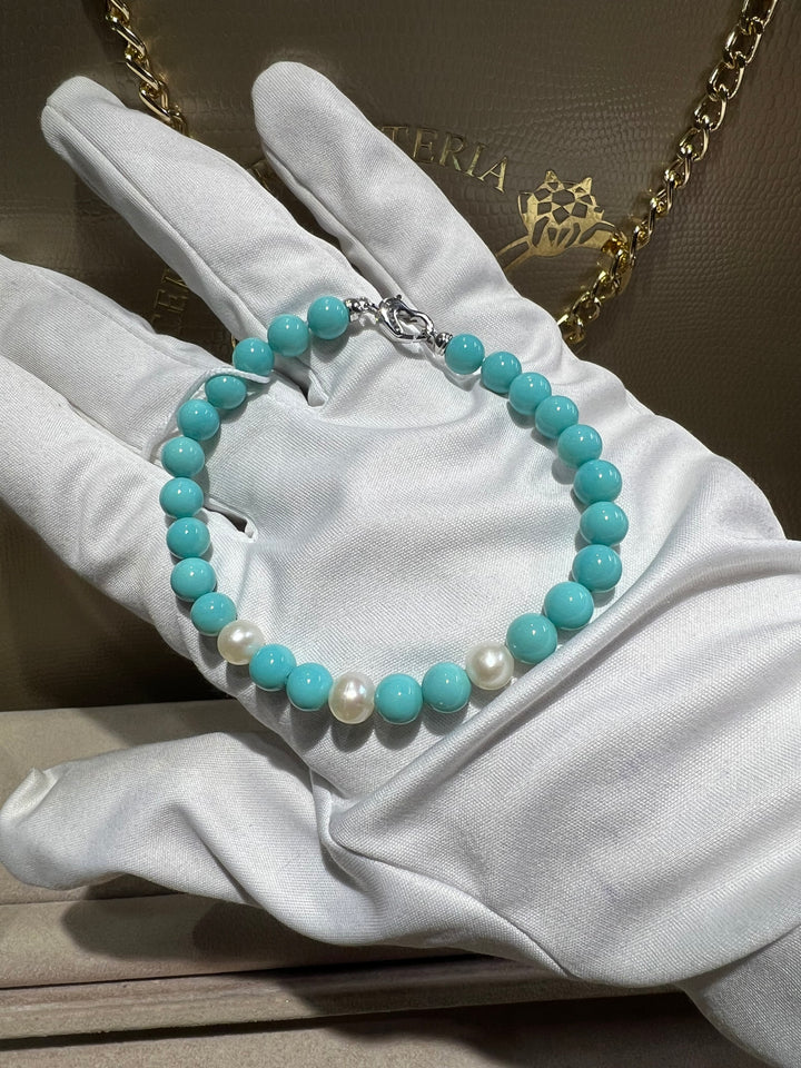 Bracciale perle e pasta di turchese comete