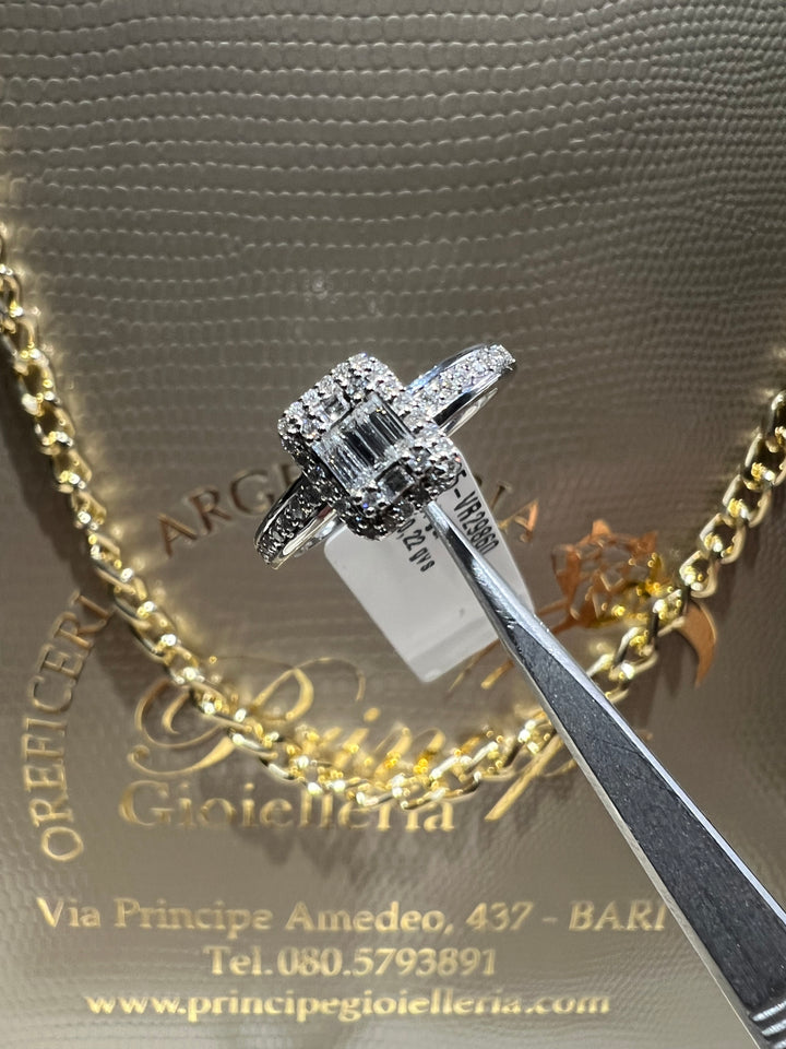 Anello solitario baguette Crivelli
