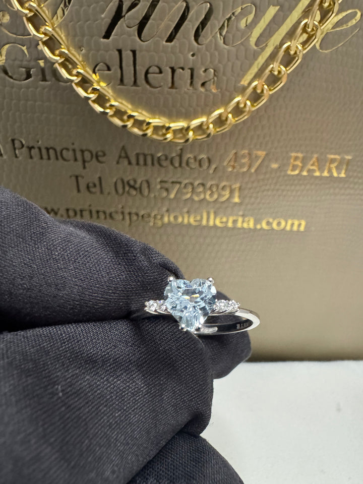 Anello acquamarina cuore Comete 💫