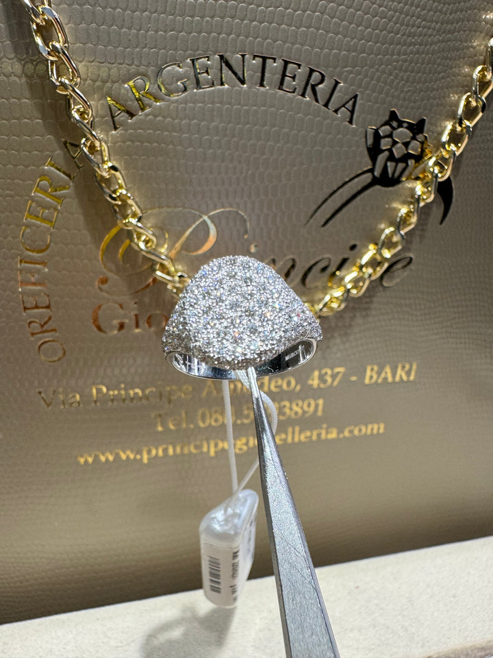 Anello a scudo pavè Visconti