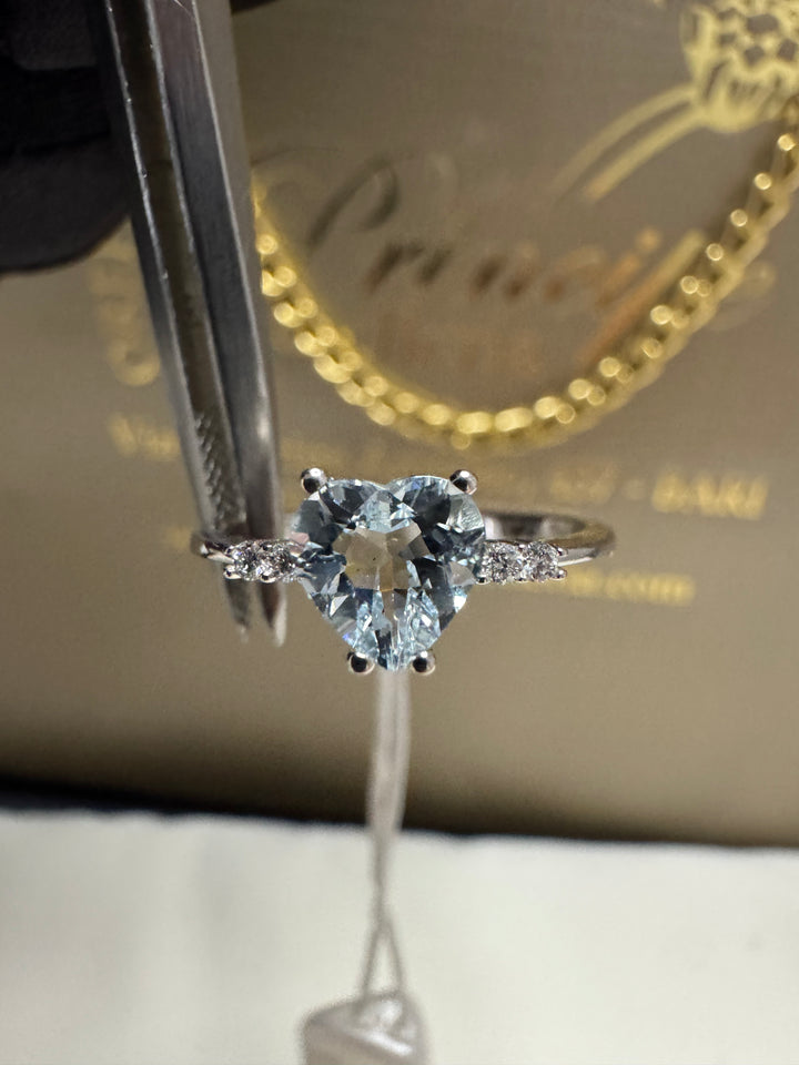 Anello acquamarina cuore Comete 💫