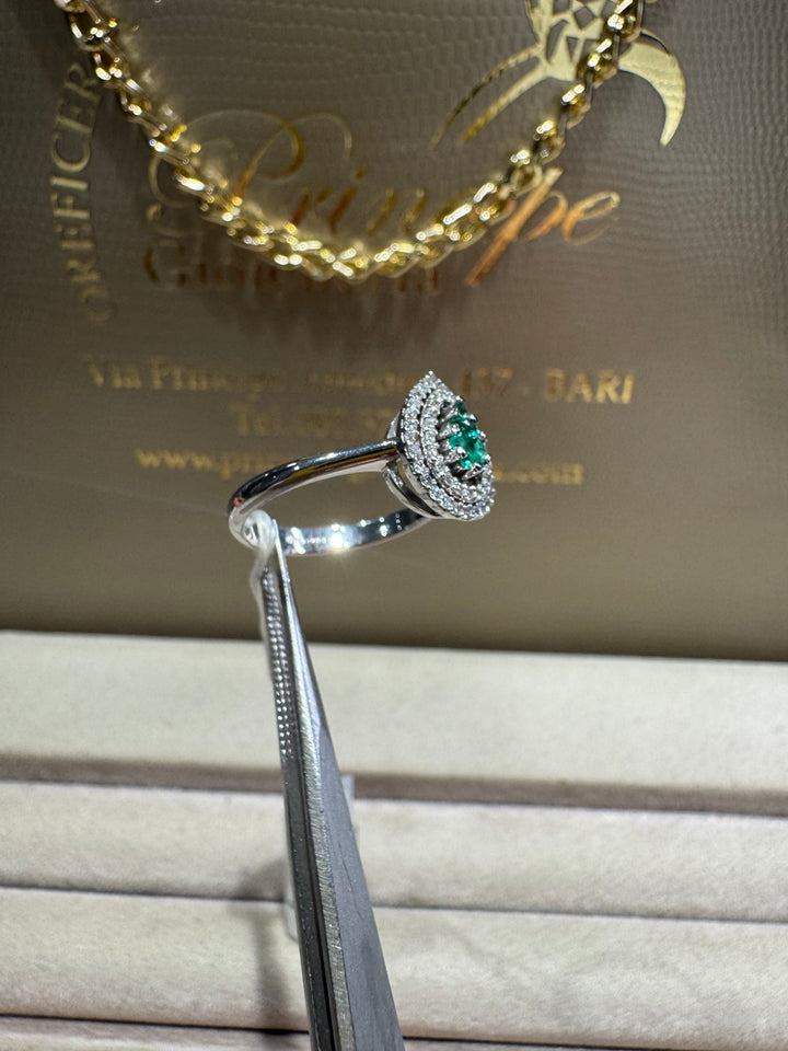 Anello Comete Goccia Smeraldo