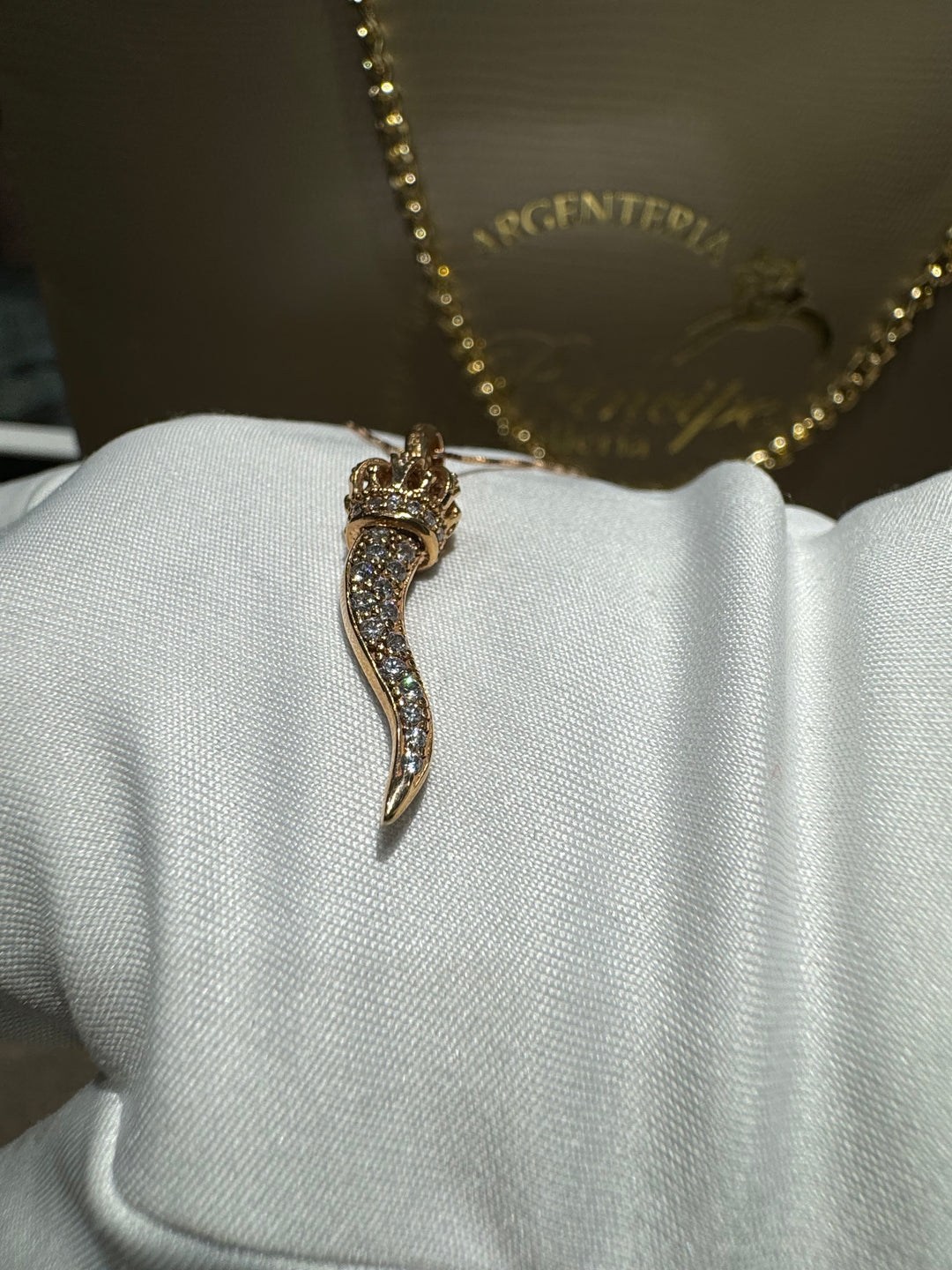 Collana corno oro rosa