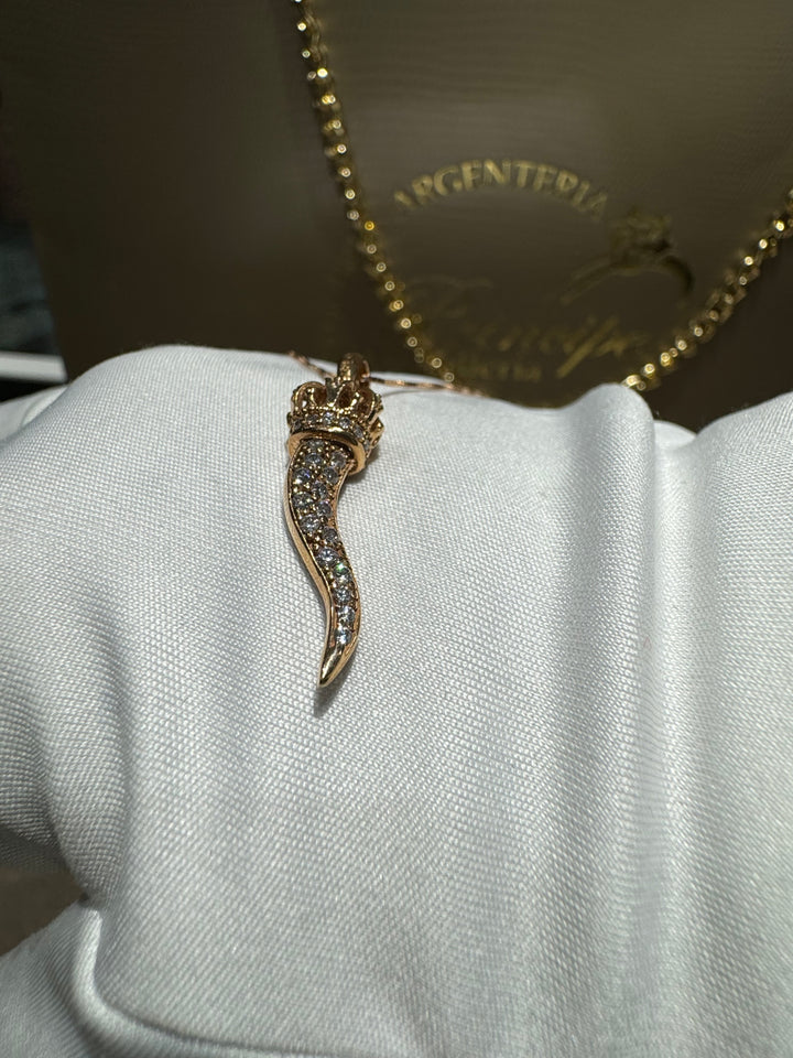 Collana corno oro rosa