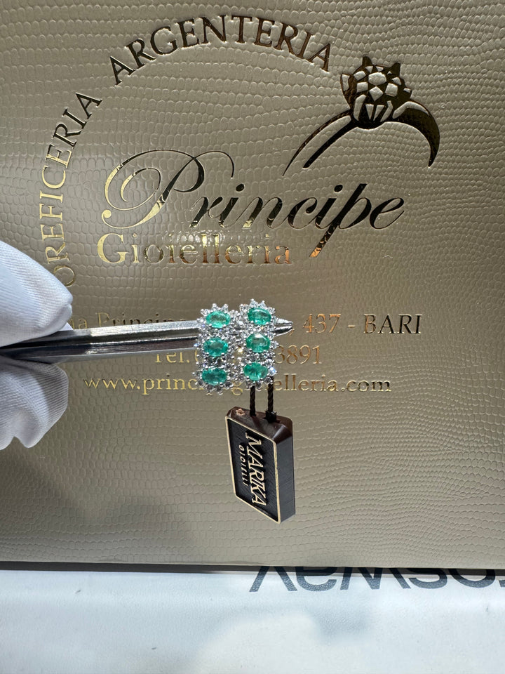 Orecchini trilogy margherita con smeraldi