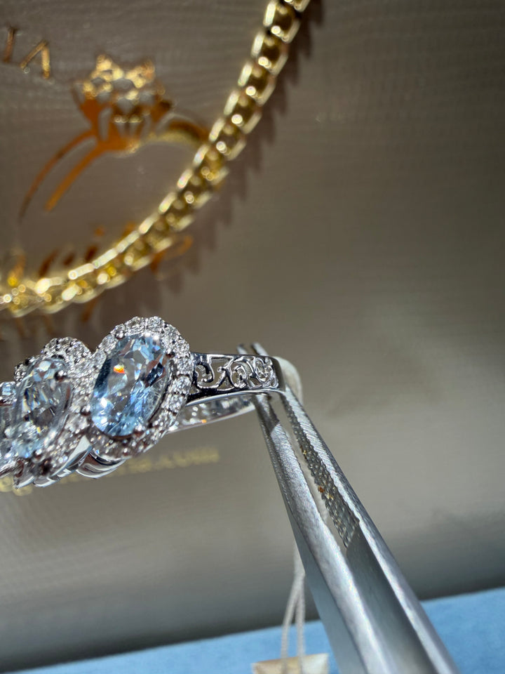 Anello Veretta Acquamarina Comete