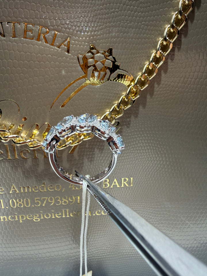 Anello Veretta Acquamarina Comete